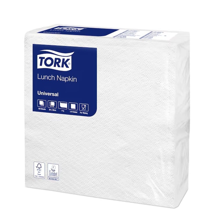 Tork servetten 1-lgs 30x30cm wit 100st