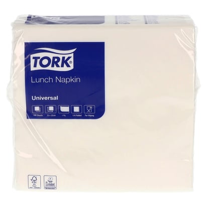 Tork servetten 1-lgs 33x33cm wit 100st 