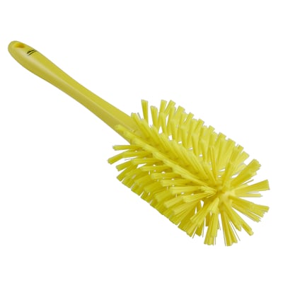 Vikan Ultra hygiëne pijpborstel met steel hard en medium polyester vezels 90x430mm geel