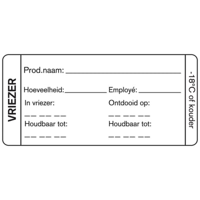 Productlabel vriezer wit 35x75mm rol 500st 