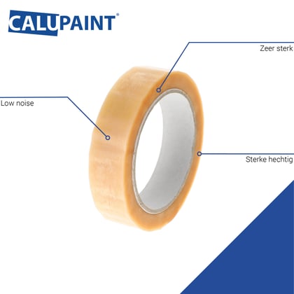 CaluPackit PVC verpakkingstape 25mm x 66mtr transparant