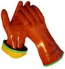 PVC werkhandschoen met naadloze binnenvoering lengte 30cm rood bruin maat 9