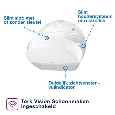 Tork mini toiletpapierdispenser T2 voor mini jumborollen wit