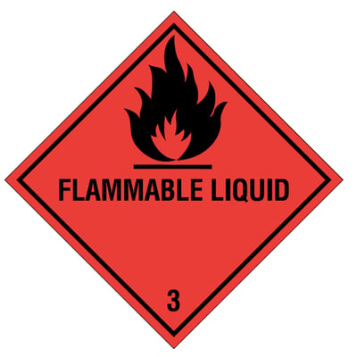Etiket "Flammable liquid" gevarenklasse 3 100x100mm 500st rood opdruk zwart