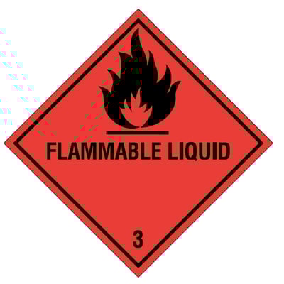 Etiket "Flammable liquid" gevarenklasse 3 100x100mm 500st rood opdruk zwart