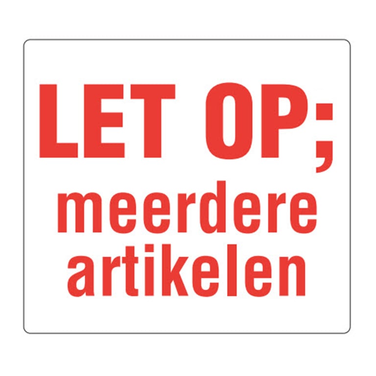 Etiket A53 "Let op: meerdere artikelen" 100x90mm 500st wit met rode opdruk
