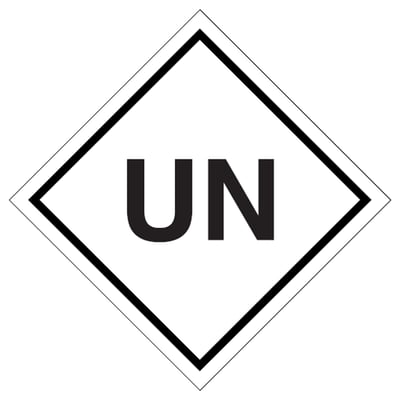 Etiket "UN" gevarenklasse diversen 100x100mm 500st wit opdruk zwart