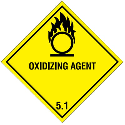 Etiket "Oxidizing agent" gevarenklasse 5.1 100x100mm 500st geel opdruk zwart