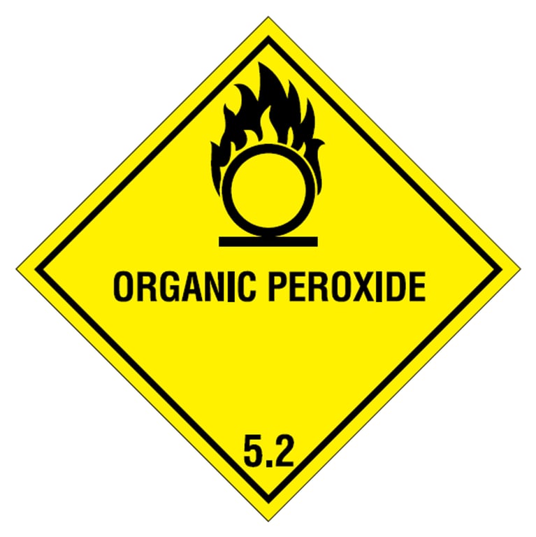 Etiket "Organic peroxide" gevarenklasse 5.2 100x100mm 500st geel opdruk zwart