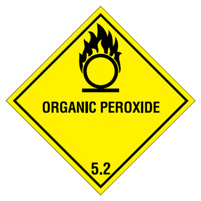 Etiket "Organic peroxide" gevarenklasse 5.2 100x100mm 500st geel opdruk zwart