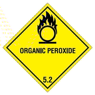 Etiket "Organic peroxide" gevarenklasse 5.2 100x100mm 500st geel opdruk zwart