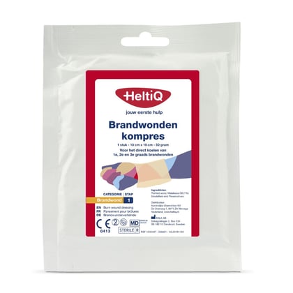 HeltiQ brandwonden kompres 10x10cm 10st