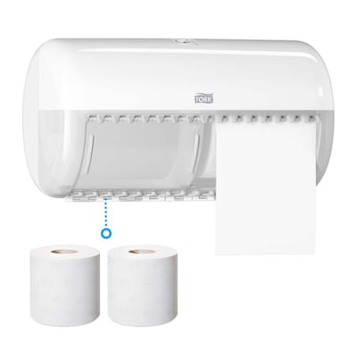 Tork Box Twin toiletpapierdispenser  voor 2 standaard toiletrollen wit