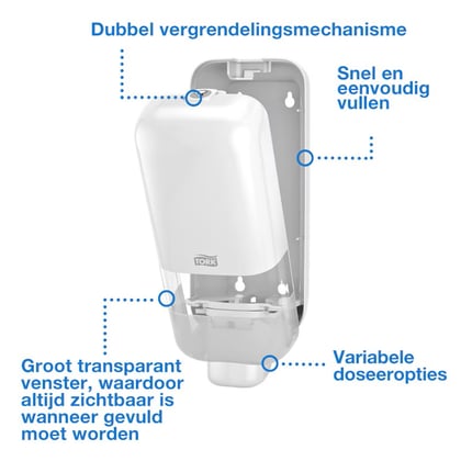 Tork Zeep en Handdesinfectie Dispenser wit S4 