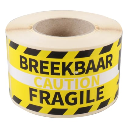 Gevarenetiket breekbaar 125x46mm geel 250st 