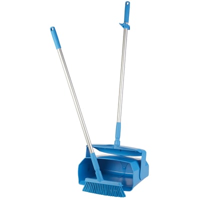 Vikan combinatieset blik-veger met lange steel  afsluitbaar blauw