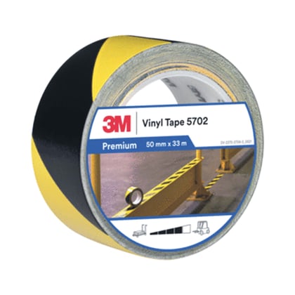 3M gestreepte veiligheidstape 5702 zwart/geel 50mmx33mtr