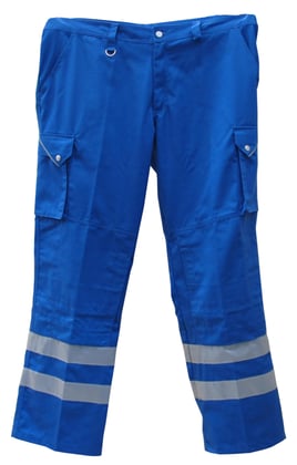 EHBO herenbroek blauw + reflectiebanden pol/kat