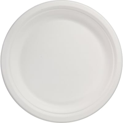 Depa 1 vaks bord, rond van suikerrietpulp 23cm wit 50st