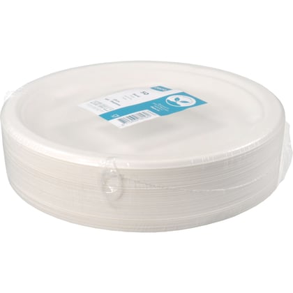 Depa 1 vaks bord, rond van suikerrietpulp 23cm wit 50st