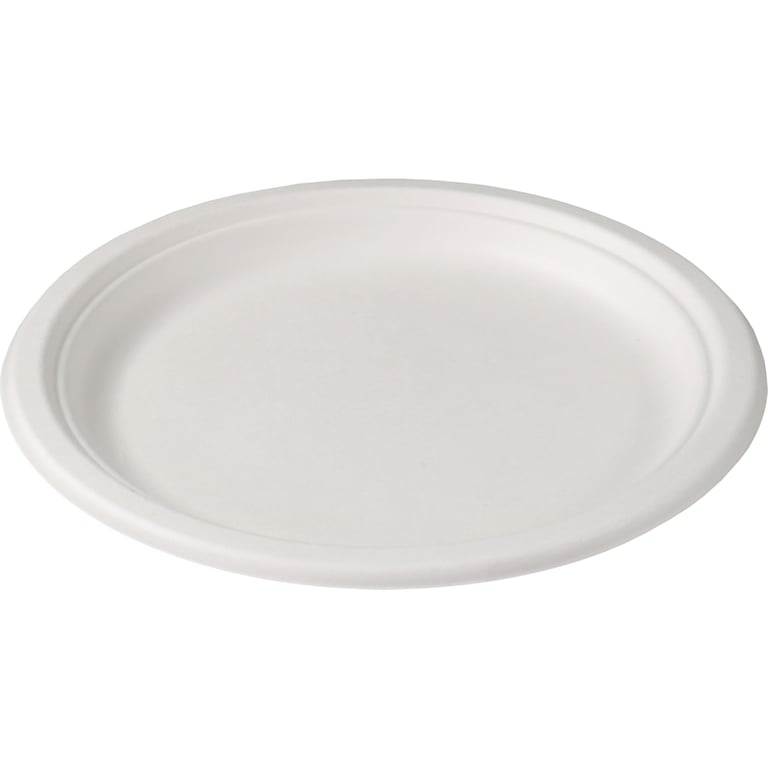 Depa 1 vaks bord, rond van suikerrietpulp 23cm wit 50st