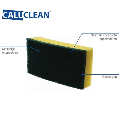 CaluClean schuurspons groot geel/groen