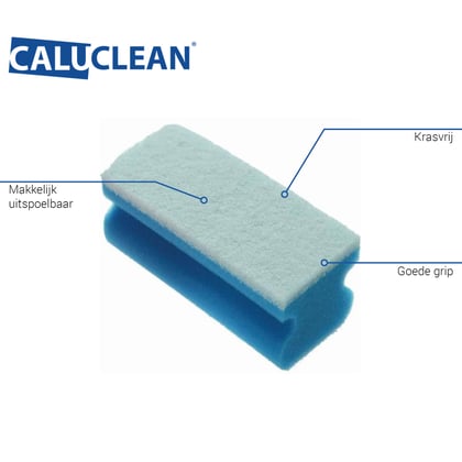 CaluClean schuurspons met handgreep blauw/wit 