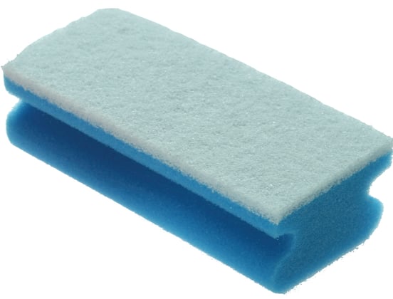 CaluClean schuurspons met handgreep blauw/wit 