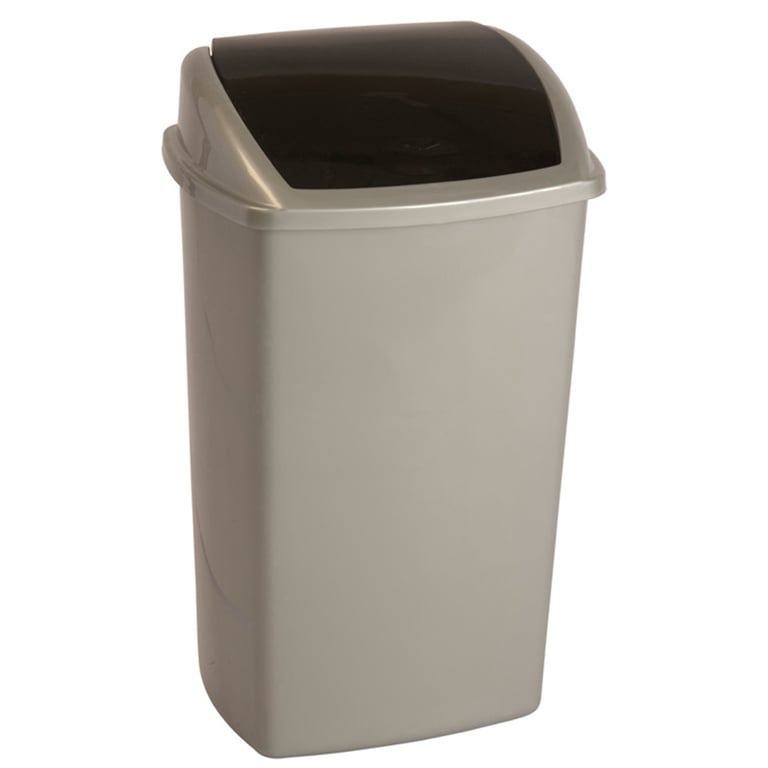 Afvalbak met swing deksel grijs/zwart 50ltr
