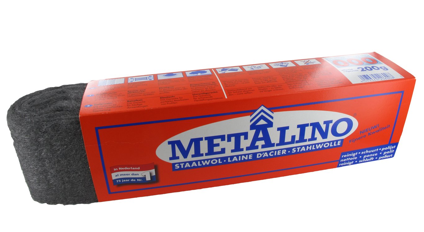 Metalino staalwol in kokers nr. 000 200gr 12st