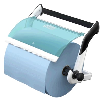 Tork Performance poetsrol dispenser voor wandmontage turquoise/wit