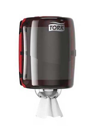 Tork centerfeed poetspapier dispenser zwart/rood