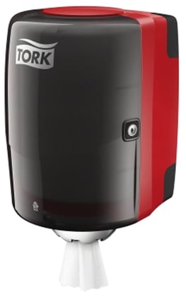 Tork centerfeed poetspapier dispenser zwart/rood