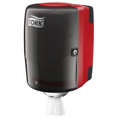 Tork centerfeed poetspapier dispenser zwart/rood