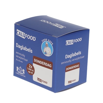 CaluFood daglabel Donderdag 23x23mm 1000st op rol