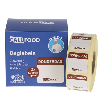 CaluFood daglabel Donderdag 23x23mm 1000st op rol
