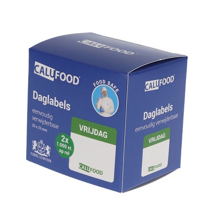 CaluFood daglabel Vrijdag 23x23mm 1000st op rol