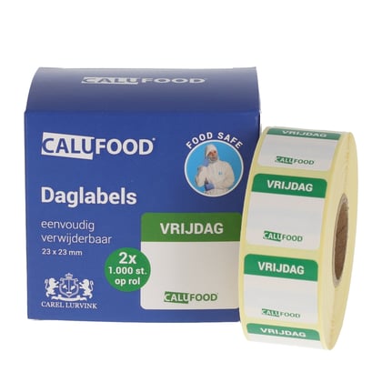 CaluFood daglabel Vrijdag 23x23mm 1000st op rol