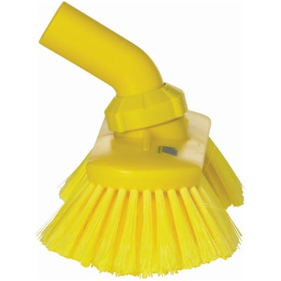 Vikan hoekverstelbare borstel met waterdoorlaat geel