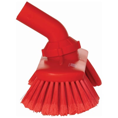 Vikan hoekverstelbare borstel met waterdoorlaat rood