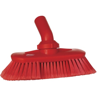 Vikan hoekverstelbare borstel met waterdoorlaat rood