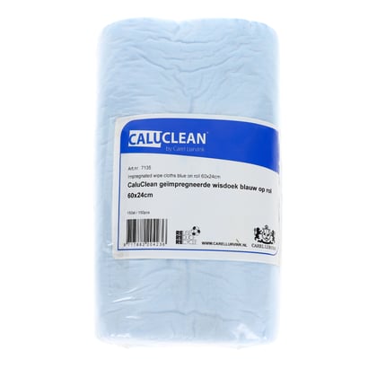 CaluClean geimpregneerde wisdoeken 60x24cm blauw op rol 150st