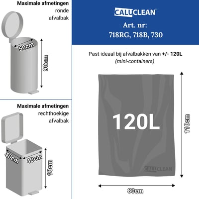 CaluClean afvalzak 80x110cm grijs HDPE T25 20st