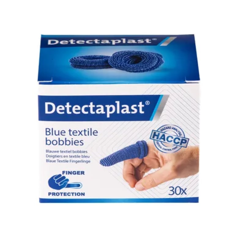 Detectaplast vingerlingen textiel blauw 30st