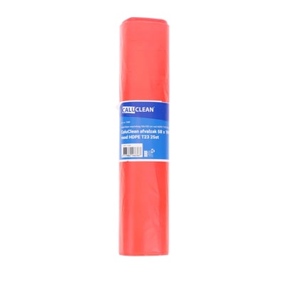 CaluClean afvalzak 58x100cm  rood HDPE T23 25st