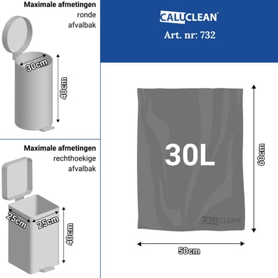 CaluClean afvalzak 50x60cm grijs HDPE T15 50st