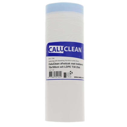 CaluClean afvalzak met trekband 70x100cm wit  LDPE T30 25st