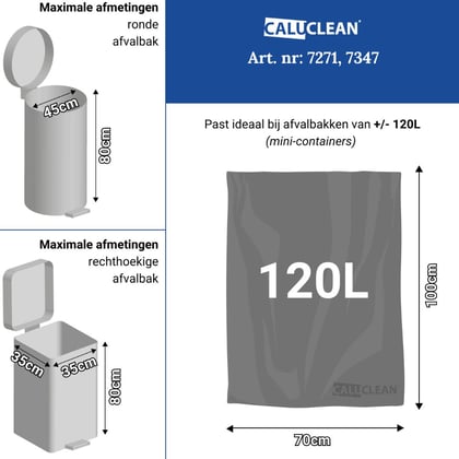 CaluClean afvalzak met trekband 70x100cm blauw  LPDE T50 25st