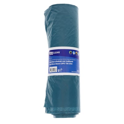 CaluClean afvalzak met trekband 70x100cm blauw  LDPE T50 25st