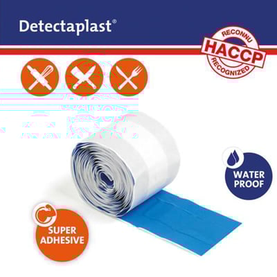 Detectaplast pleister waterafstotend blauw  8cm x 5mtr